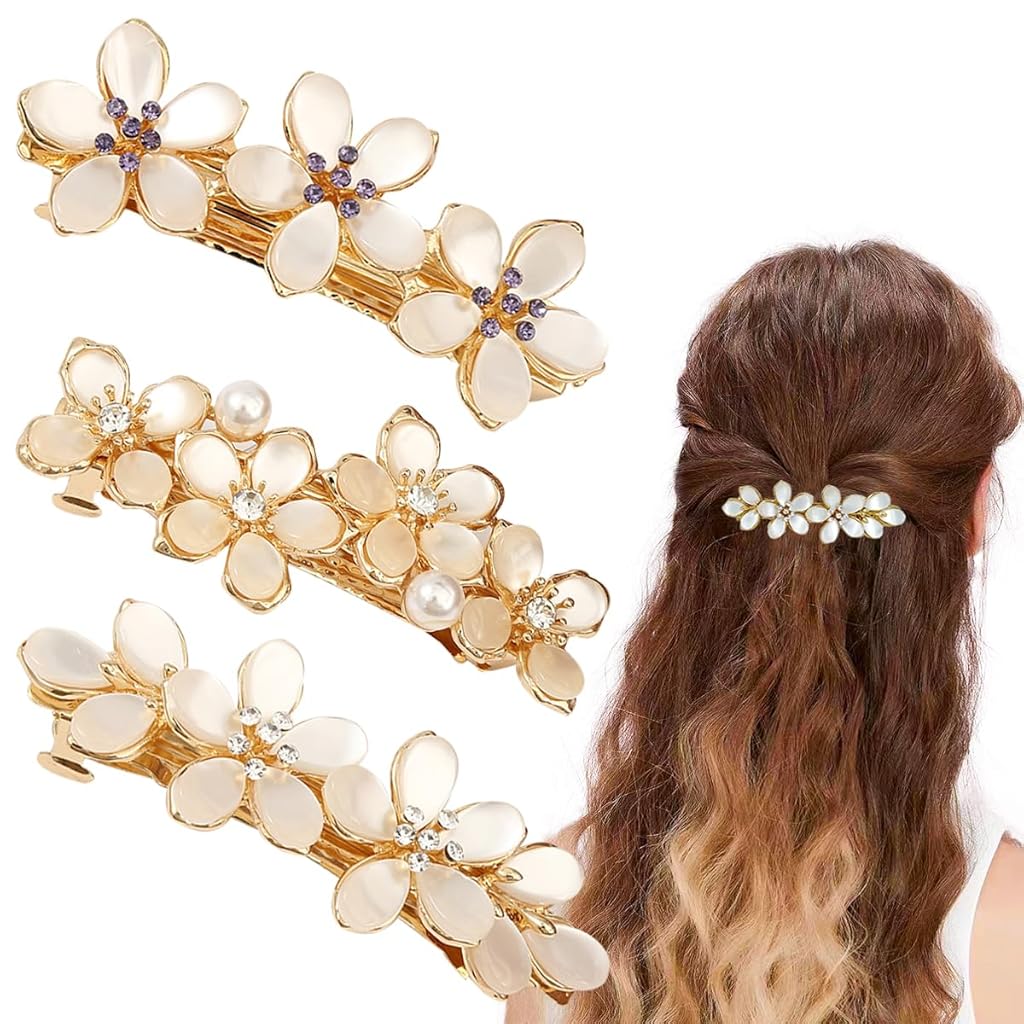 MAYCREATE® 3 PCS Flower Hair Clips for Women Vintage Rhinestone Opal Hair Barrettes Flower Hairpin French Crystal Flower Hairpin Hair Accessories MAYCREATE® 3 PCS Flower Hair Clips for Women Vintage Rhinestone Opal Hair Barrettes Flower Hairpin French Crystal Flower Hairpin Hair Accessories